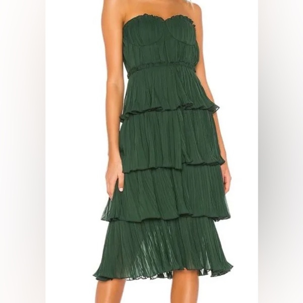 Lovers + Friends Forest Green Ruffled Dress
